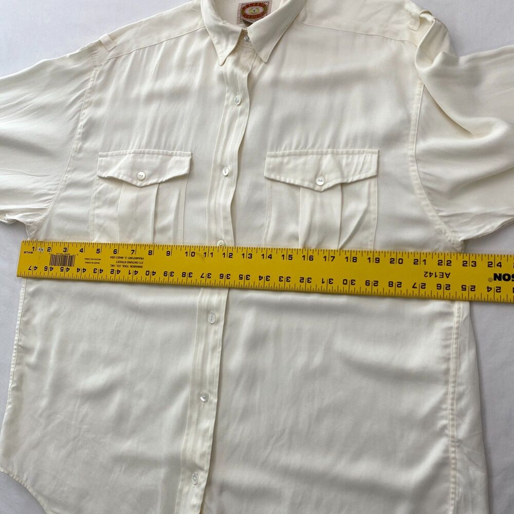 Vintage Banana Republic Button Up Shirt Top Womens Large Ivory Safari Military - Picture 7 of 9